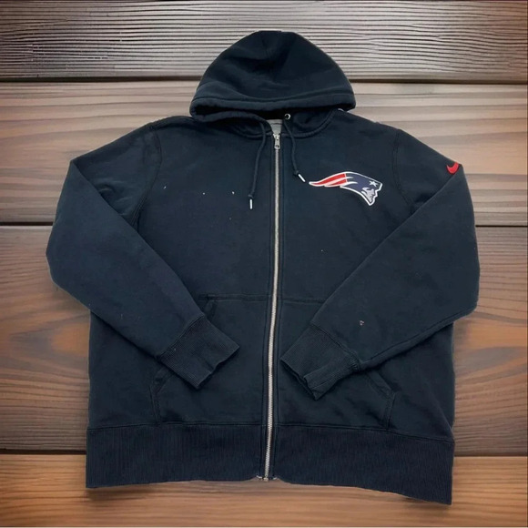 New England Patriots Full Zip Nike Hoodie Jacket‎ Men’s XL Navy Blue NFL **FLAWS - Picture 1 of 9